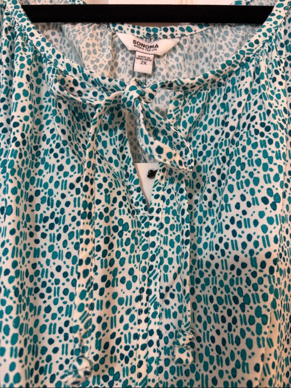 Sonoma Teal Micro-Spot Sleeveless Tank with Neck Tie - Picture 3 of 7
